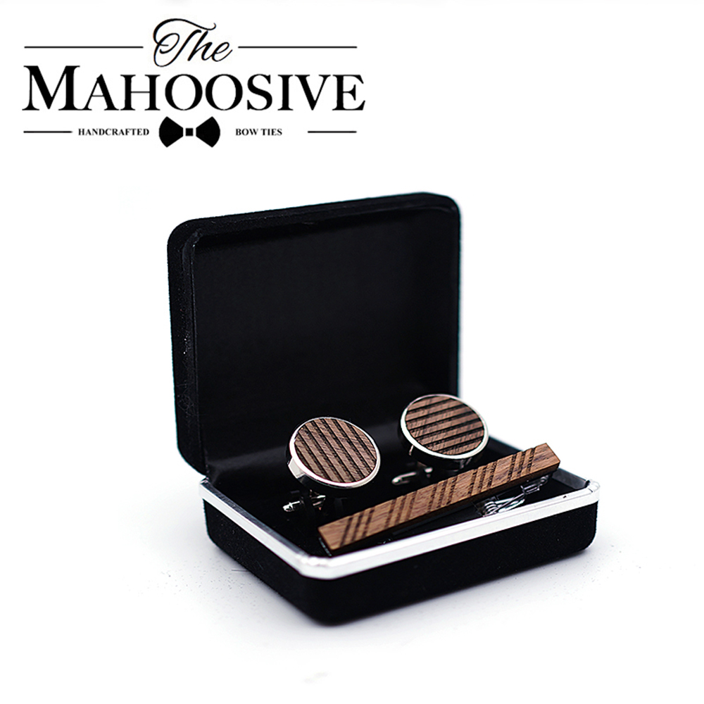 Tie Bar Set Gift - Yüksek kaliteli ahşap manşet linkler kravat