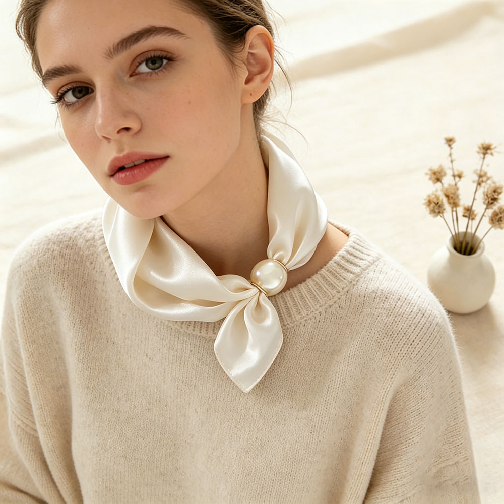 Ascot Neck Scarf - Eşarp Zinciri İpek Tembel Manyetik Kolye