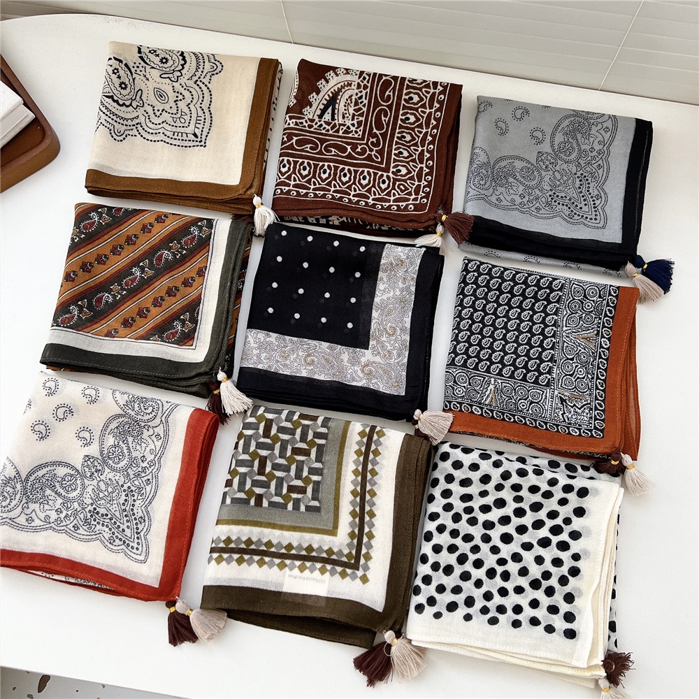 Vintage Püsküllü Kare Eşarp Ka - Bandana Cotton incelemesi ve fiyatı