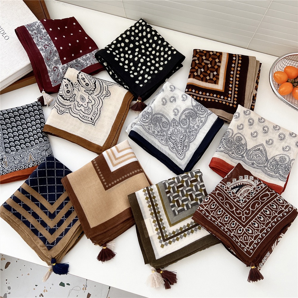 Vintage Püsküllü Kare Eşarp Ka - Bandana Cotton incelemesi ve fiyatı